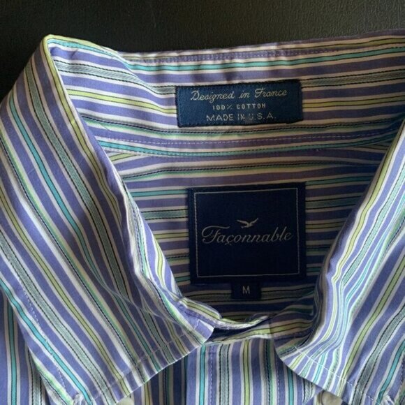 Faconnable Medium Multi Color Stripe Button Front Shirt - Picture 2 of 6